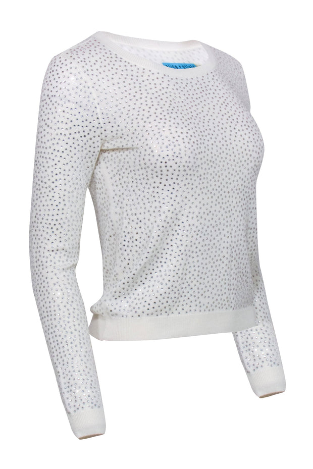 Current Boutique-Alice & Olivia - Ivory Rhinestone Crewneck Sweater Sz S