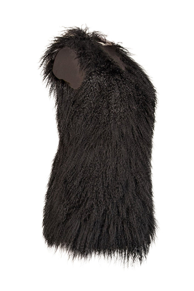 Current Boutique-Alice & Olivia - Black Lamb Fur Vest Sz XS