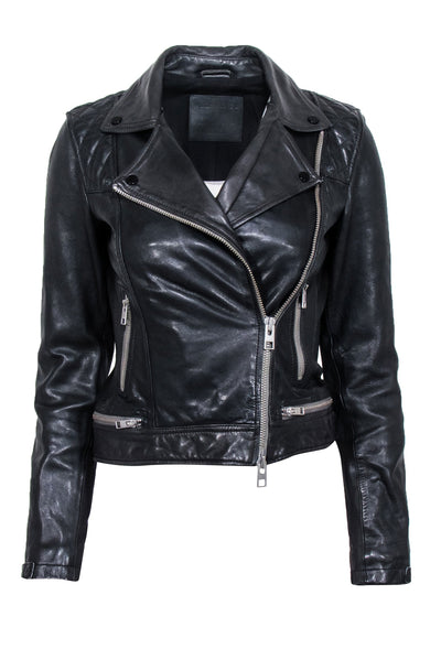 Current Boutique-All Saints - Black Sheep Leather Moto Jacket Sz 2