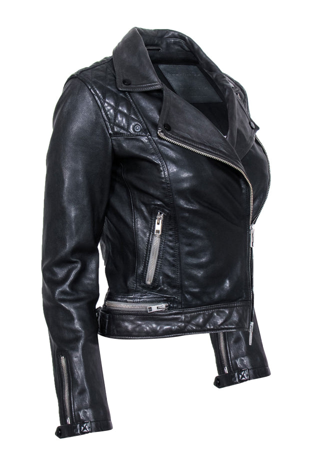 Current Boutique-All Saints - Black Sheep Leather Moto Jacket Sz 2