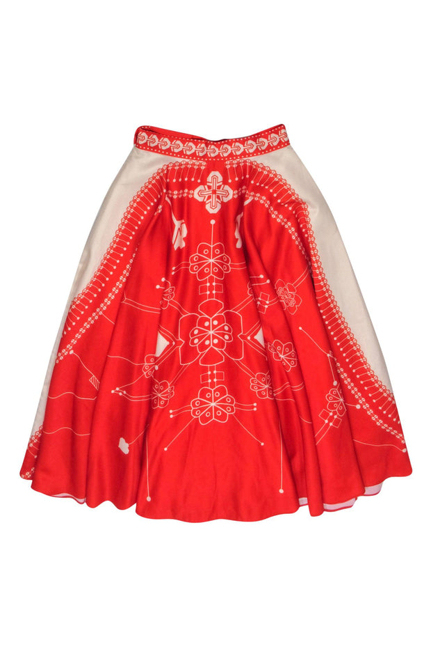 Current Boutique-AM PM - Red & Cream Printed Circle Skirt Sz 0