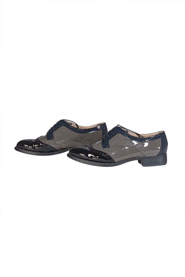 Amalfi by Rangoni - Olive & Black Patent Leather Lace Up Loafers Sz 10 - Current Boutique