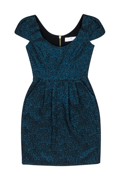 Current Boutique-Amanda Uprichard - Blue & Black Sleeveless Pouf Mini Dress Sz P