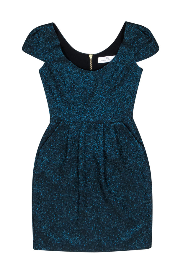 Current Boutique-Amanda Uprichard - Blue & Black Sleeveless Pouf Mini Dress Sz P