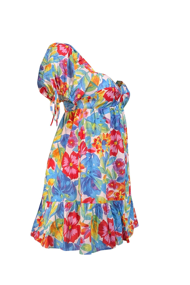 Current Boutique-Amanda Uprichard - Blue Multi-color Floral "Sicily" Mini Dress Sz S