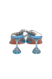 Current Boutique-Amina Muaddi - Sky Blue Transparent "Begum 95mm" Pumps Sz 9.5