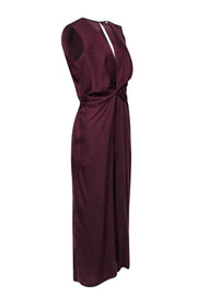 Current Boutique-Amour Vert - Maroon Twist Front Sleeveless Jumpsuit Sz L