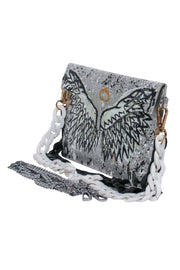 Current Boutique-Anca Barbu - Silver Metallic Angel Wings Envelope Crossbody Bag