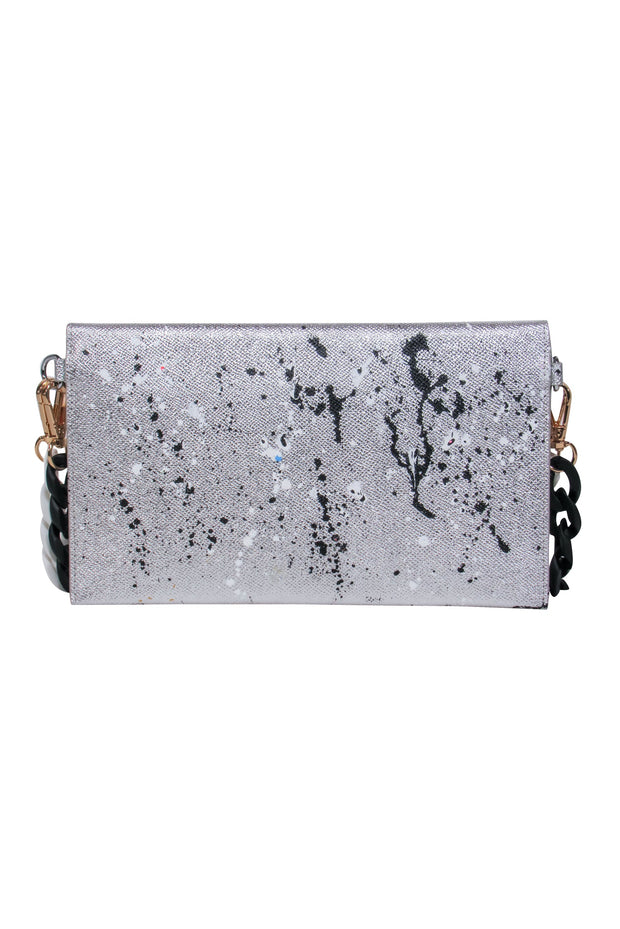Current Boutique-Anca Barbu - Silver Metallic Angel Wings Envelope Crossbody Bag