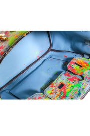 Current Boutique-Anca Barbu - Blue Pebbled Satchel Bag w/ Paint Splatter Detail