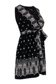Current Boutique-Anna Sui - Black & Cream Sleeveless Wrap Mini Dress Sz XS