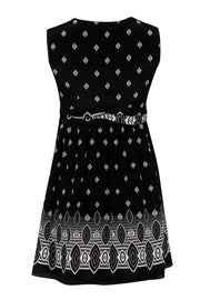 Current Boutique-Anna Sui - Black & Cream Sleeveless Wrap Mini Dress Sz XS