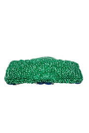 Current Boutique-Anteprima - Green Coil Bag w/ Blue Beaded Front Handbag