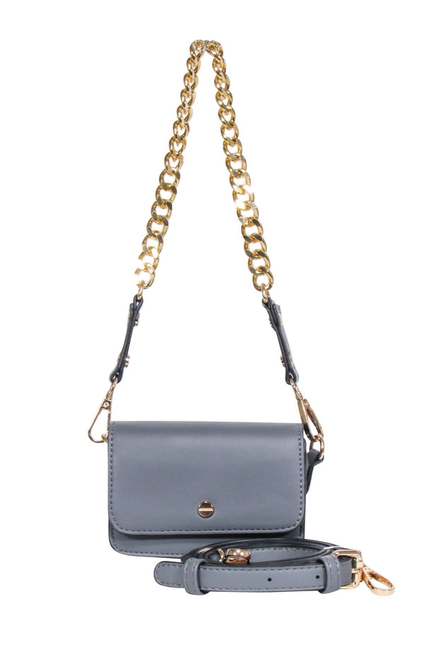 Current Boutique-Anthropologie x Mali & Lili - Grey Faux Leather Micro Crossbody Bag