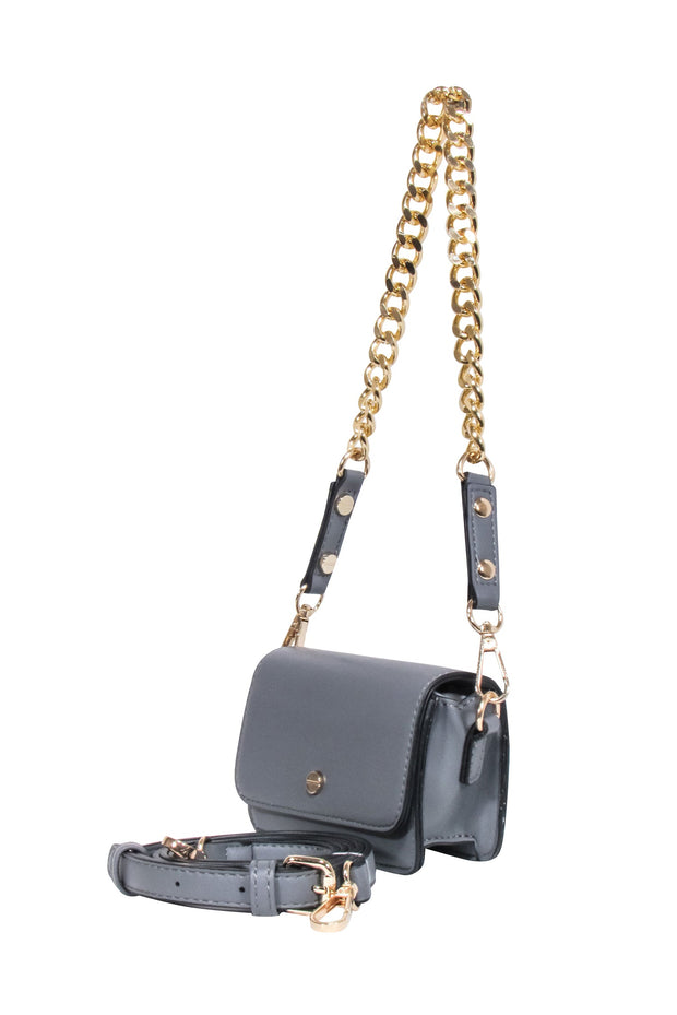 Current Boutique-Anthropologie x Mali & Lili - Grey Faux Leather Micro Crossbody Bag