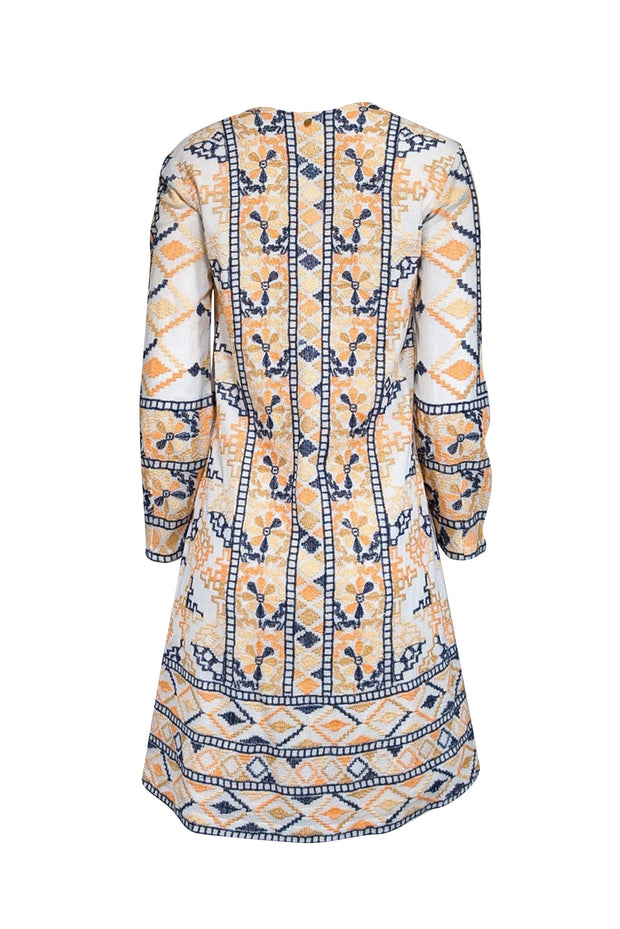 Current Boutique-Antik Batik - Ivory & Multi-Color Embroidered Tunic Dress Sz S