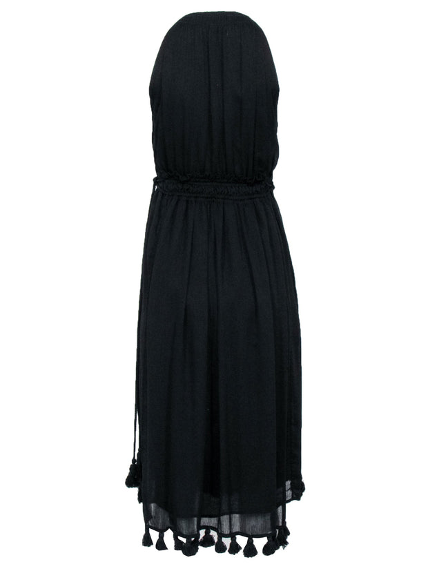 Current Boutique-Apiece Apart - Black Sleeveless Fringe Pom Hem Dress Sz 0