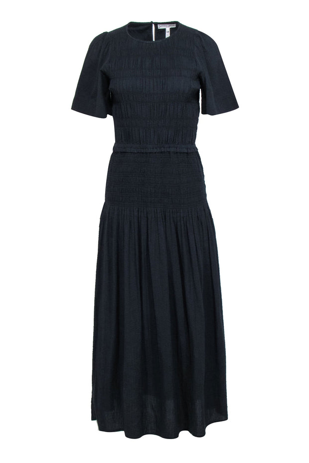 Current Boutique-Apiece Apart - Black Short Sleeve Smocked Maxi Dress Sz S