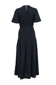 Current Boutique-Apiece Apart - Black Short Sleeve Smocked Maxi Dress Sz S