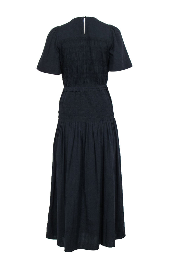 Current Boutique-Apiece Apart - Black Short Sleeve Smocked Maxi Dress Sz S