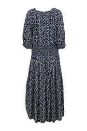 Current Boutique-Apiece Apart - Navy, Cream, & Green Block Print Button Front Smocked Waist Dress Sz XL