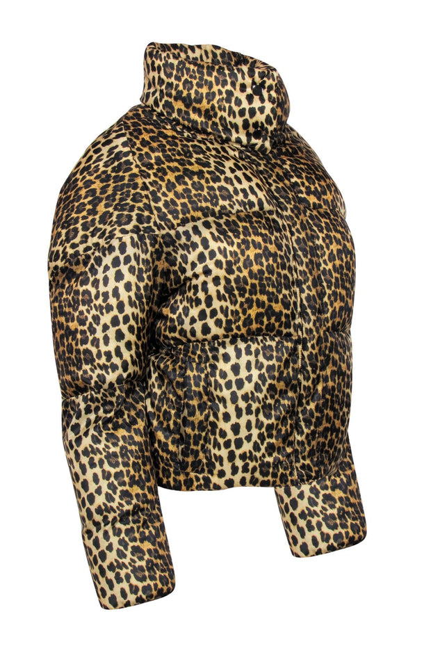 Current Boutique-Apparis - Tan & Black Leopard Print Puffer Coat Sz S