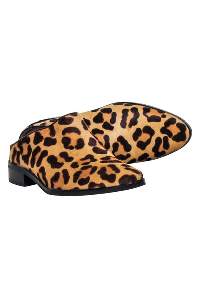Current Boutique-Aquatalia - Tan & Brown Leopard Print Mule Flats Sz 8