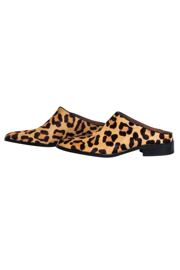 Current Boutique-Aquatalia - Tan & Brown Leopard Print Mule Flats Sz 8
