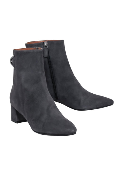 Current Boutique-Aquatalia - Grey Suede Pointed Toe Short Boots Sz 8.5