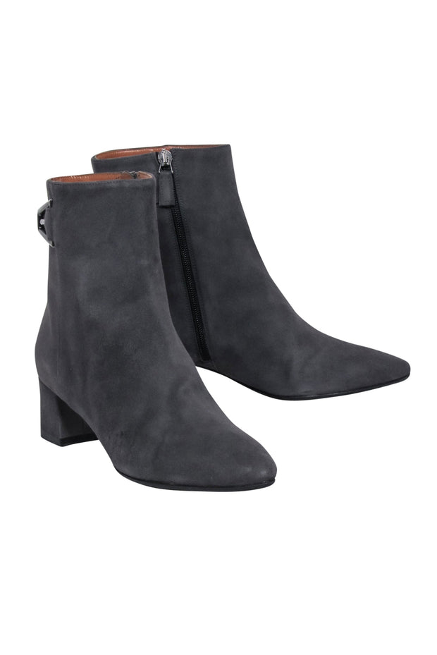 Current Boutique-Aquatalia - Grey Suede Pointed Toe Short Boots Sz 8.5