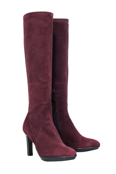 Current Boutique-Aquatalia - Maroon Suede Tall Boots Sz 6.5