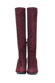 Current Boutique-Aquatalia - Maroon Suede Tall Boots Sz 6.5