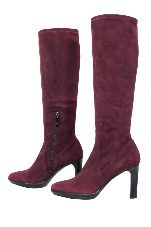 Current Boutique-Aquatalia - Maroon Suede Tall Boots Sz 6.5