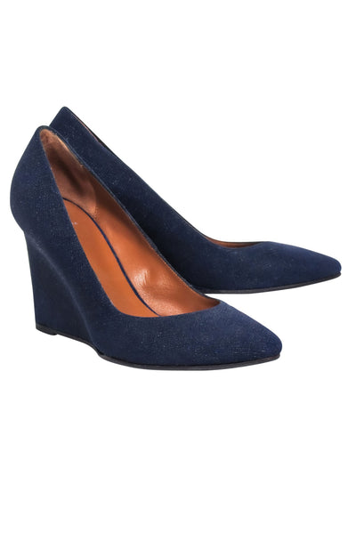 Current Boutique-Aquatalia - Navy Textured Wedge Heels Sz 8