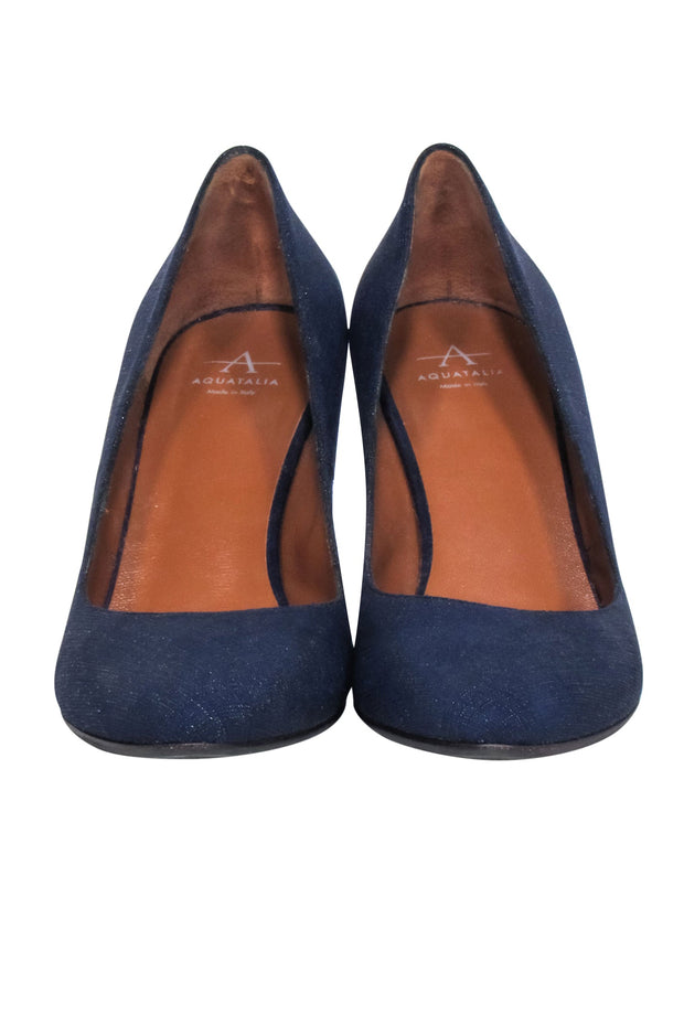 Current Boutique-Aquatalia - Navy Textured Wedge Heels Sz 8