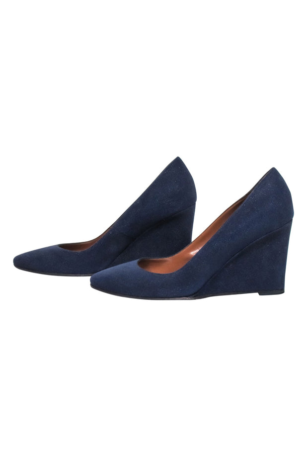Current Boutique-Aquatalia - Navy Textured Wedge Heels Sz 8