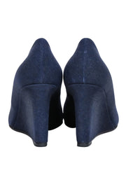 Current Boutique-Aquatalia - Navy Textured Wedge Heels Sz 8