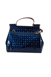 Current Boutique-Arcadia - Navy Patent Leather Embossed Satchel Bag