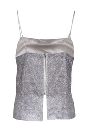 Current Boutique-ASTR the Label - Silver Rhinestone Square Neck Top Sz S