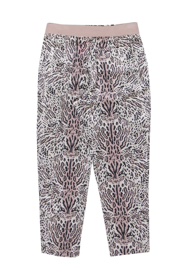 Current Boutique-ATM - Beige & Black Ocelot Print Silk Pull-On Pants Sz S