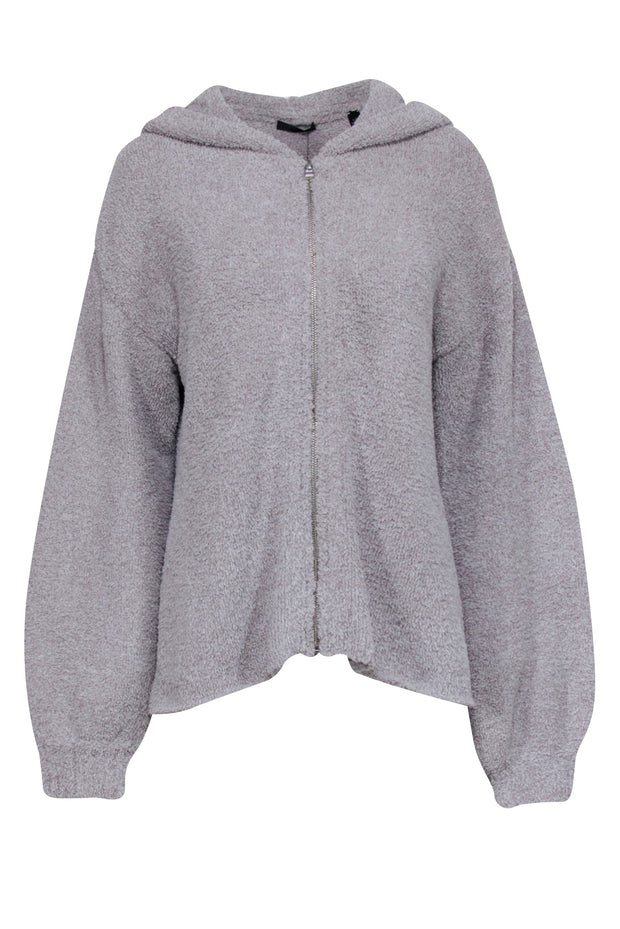 Current Boutique-ATM - Grey Fuzzy Zipper Front Sweater Sz L