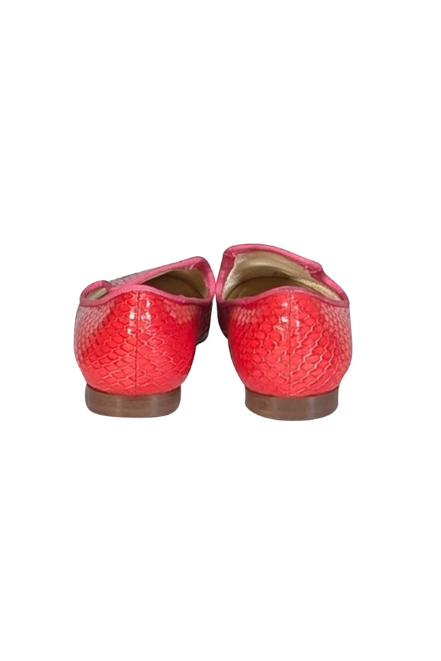 Avec Moderation - Red Croc Embossed Leather Flats Sz 7 - Current Boutique