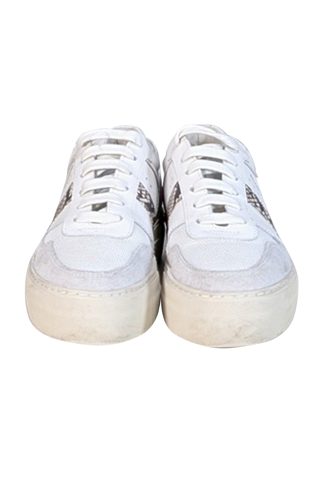 Current Boutique-Axel Arigato - White Leather & Suede Sneakers w/ Snakeskin Trim Sz 7.5