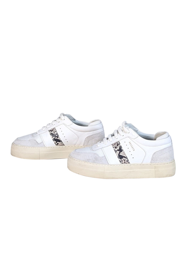 Current Boutique-Axel Arigato - White Leather & Suede Sneakers w/ Snakeskin Trim Sz 7.5