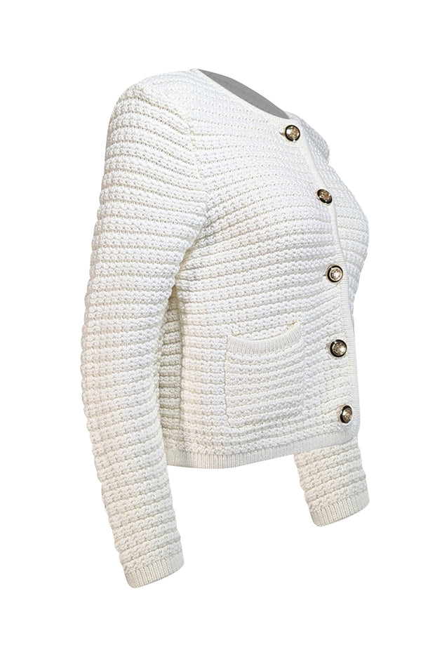Ba&sh - Ivory "Gaston" Knit Cardigan Sz L - Current Boutique