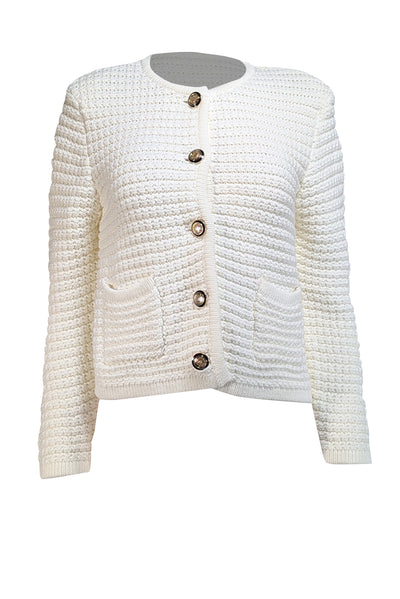 Ba&sh - Ivory "Gaston" Knit Cardigan Sz L - Current Boutique