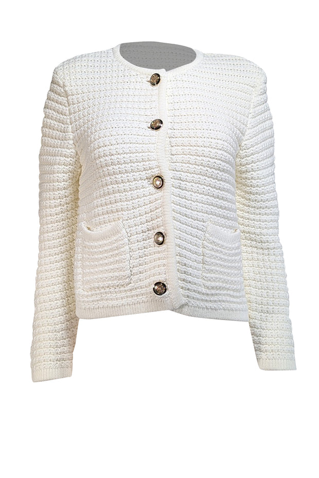 Ba&sh - Ivory "Gaston" Knit Cardigan Sz L - Current Boutique