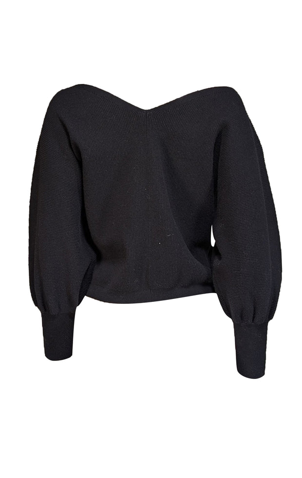Ba&sh - Black Wool Blend V-neck Cardigan Sz S - Current Boutique