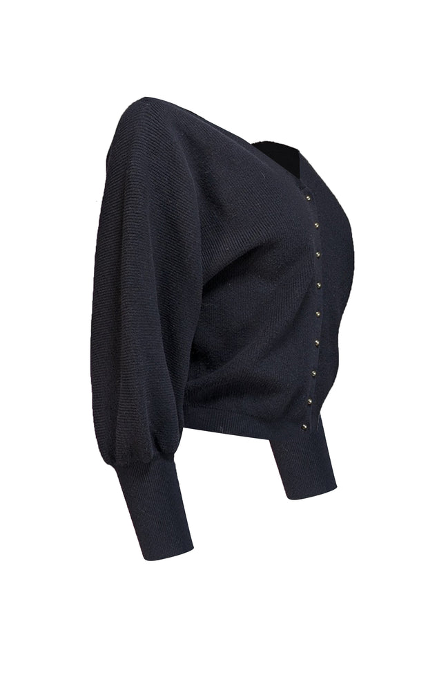 Ba&sh - Black Wool Blend V-neck Cardigan Sz S - Current Boutique