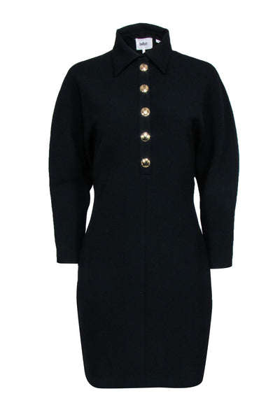 Current Boutique-Ba&sh - Black Collar Shirt Dress w/ Gold Buttons Sz 6